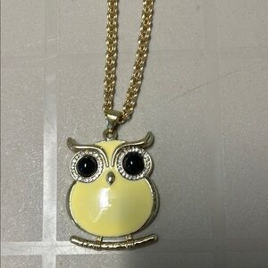 NEW Amrita Singh Crystal & Ivory Owl Pendant Necklace